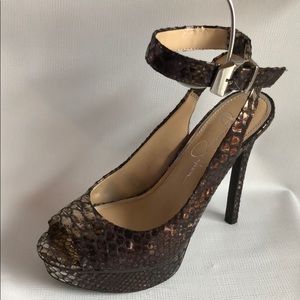Jessica Simpson High Heel Platform Shoes Brown new